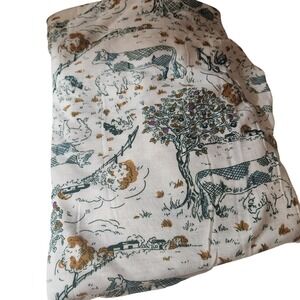 Farmhouse Country Scene Fabric Cows Sheep Apple Tree Novelty Print 140x62
